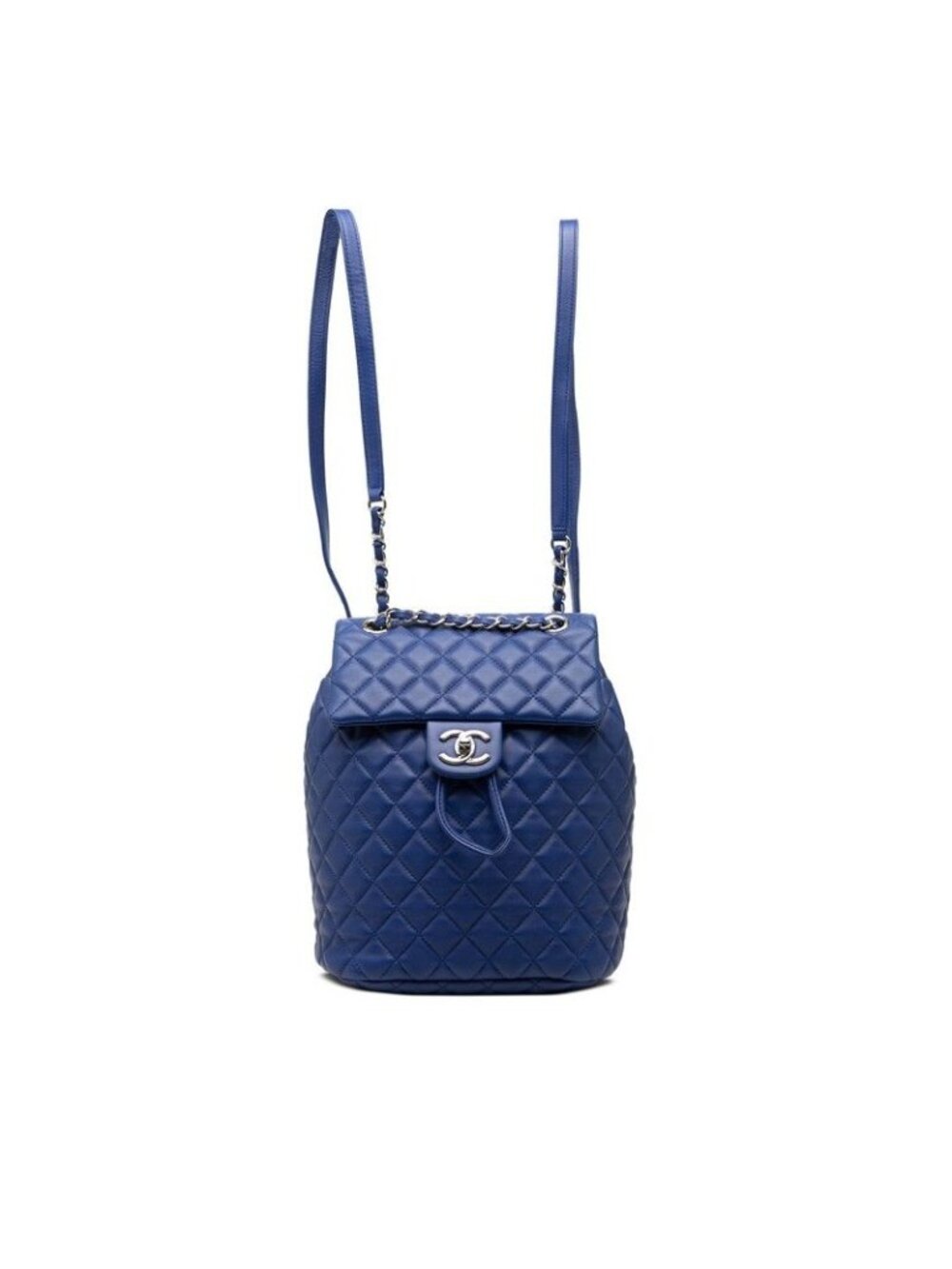 Chanel Quilted CC Logo Backpack Blue Lambskin - Picture 1 of 7
